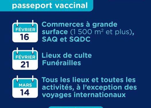Retrait graduel du passeport vaccinal au Québec