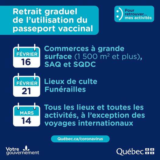 Retrait graduel du passeport vaccinal au Québec
